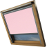 Baby Pink VELUX Skylight Window Blinds Silver Frame Side Detail