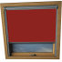 Bright Red Axis 90 Skylight Window Blinds Silver Frame Detail