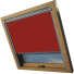 Bright Red Rooflite Skylight Electric Window Blinds Silver Frame Side Detail