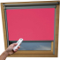 Deep Pink VELUX Skylight Electric Window Blinds Silver Frame Detail