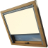 Delicate Cream Rooflite Skylight Electric Window Blinds Silver Frame Side Detail