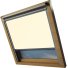 Delicate Cream VELUX Skylight Window Blinds Silver Frame Side Detail