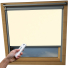 Delicate Cream VELUX Skylight Electric Window Blinds Silver Frame Detail