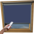 Navy VELUX Skylight Electric Window Blinds Silver Frame Detail