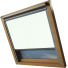 Shower Proof Beige VELUX Skylight Window Blinds Silver Frame Side Detail