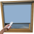 Sky Blue VELUX Skylight Electric Window Blinds Silver Frame Detail