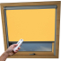 Sunflower Yellow Dakstra Skylight Electric Window Blinds Silver Frame Detail