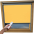 Sunflower Yellow VELUX Skylight Electric Window Blinds Silver Frame Detail