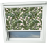 Tropical Leaves VELUX Skylight Window Blinds White Frame Detail