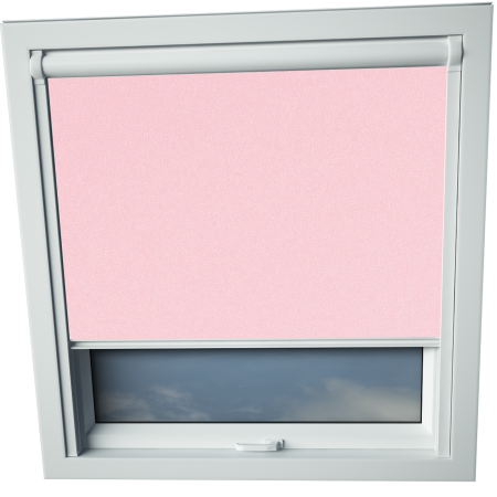 Baby Pink Aurora Skylight Window Blinds White Frame Detail