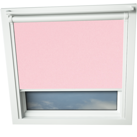 Baby Pink VELUX Skylight Window Blinds White Frame Detail