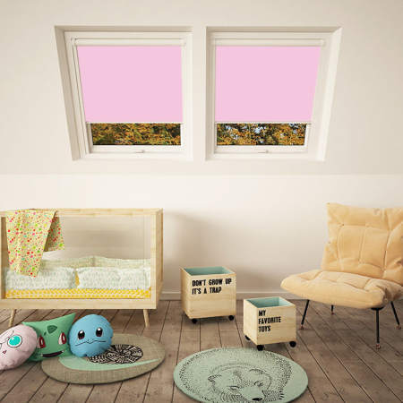 Baby Pink Aurora White Frame Skylight Window Blinds