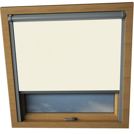 Beige Dakstra Skylight Window Blinds Silver Frame Detail