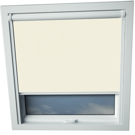 Beige Dakstra Skylight Window Blinds White Frame Detail