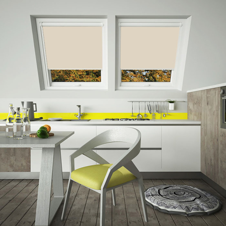 Beige Axis 90 White Frame Skylight Window Blinds