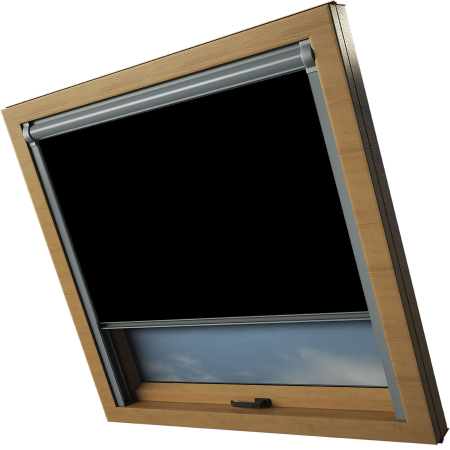 Black Balio Skylight Window Blinds Silver Frame Side Detail