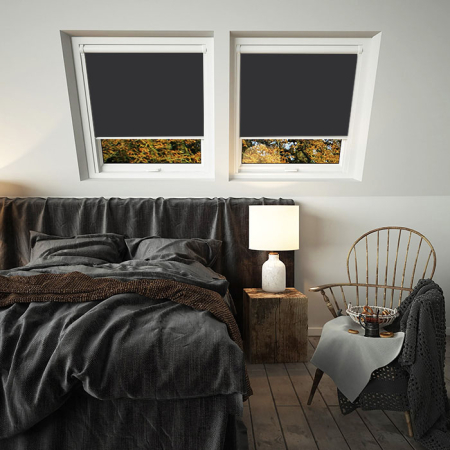 Black Balio White Frame Skylight Window Blinds