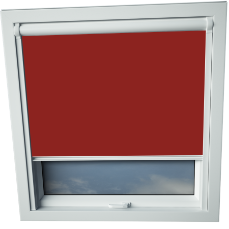 Bright Red Aurora Skylight Window Blinds White Frame Detail