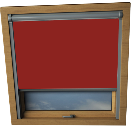 Bright Red Balio Skylight Window Blinds Silver Frame Detail