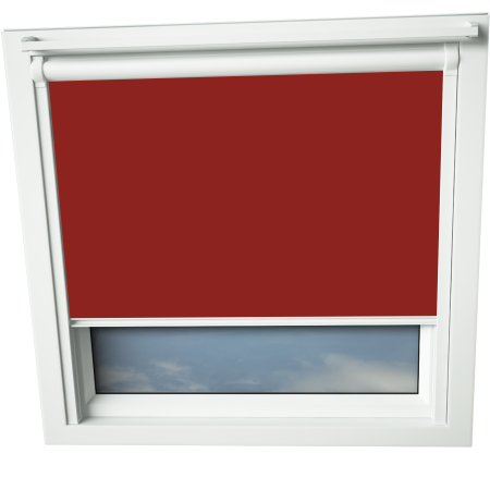 Bright Red VELUX Skylight Window Blinds White Frame Detail