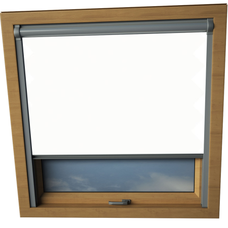 Bright White Aurora Skylight Window Blinds Silver Frame Detail