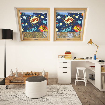 Cartoon Blue Aurora Skylight Window Blinds