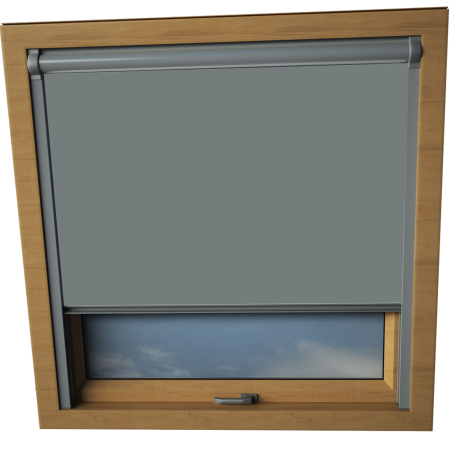 Charcoal Grey Dakea Skylight Window Blinds Silver Frame Detail