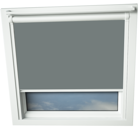 Charcoal Grey VELUX Skylight Window Blinds White Frame Detail