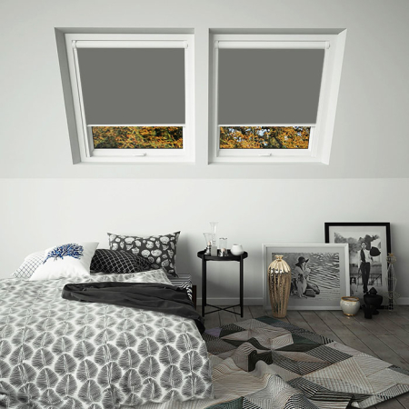 Charcoal Grey Axis 90 White Frame Skylight Window Blinds