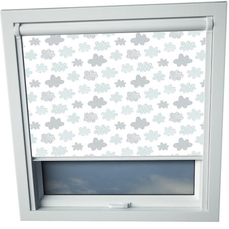 Clouds Grey Axis 90 Skylight Window Blinds White Frame Detail