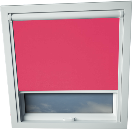 Deep Pink Balio Skylight Window Blinds White Frame Detail