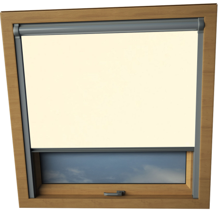 Delicate Cream Axis 90 Skylight Window Blinds Silver Frame Detail