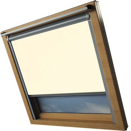 Delicate Cream Keylite Skylight Window Blinds White Frame Detail