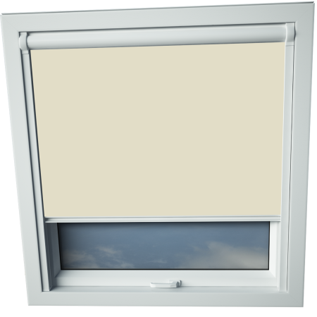 Gentle Beige Aurora Skylight Window Blinds White Frame Detail