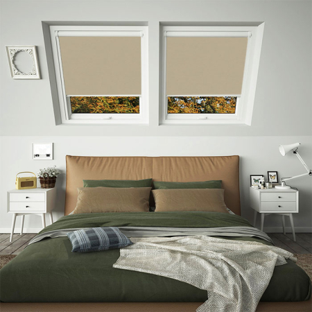 Hessian Aurora White Frame Skylight Window Blinds