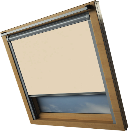 Hopsack Keylite Skylight Window Blinds White Frame Detail