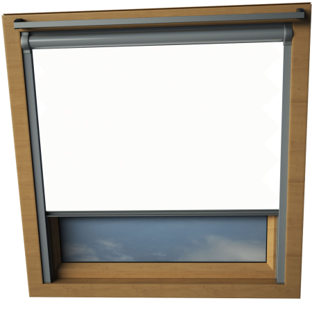 Ice White Keylite Skylight Window Blinds Silver Frame Detail