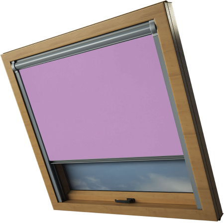 Lavender Aurora Skylight Electric Window Blinds Silver Frame Side Detail