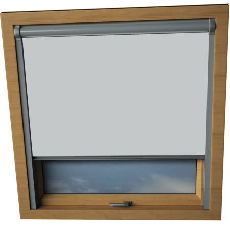 Light Grey Aurora Skylight Window Blinds Silver Frame Detail