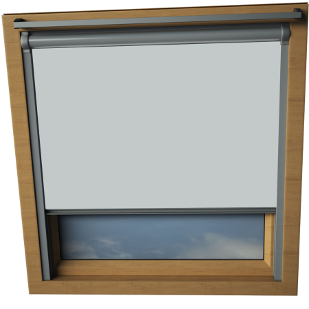 Light Grey Keylite Skylight Window Blinds Silver Frame Detail