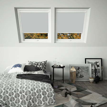 Light Grey Dakea White Frame Skylight Window Blinds