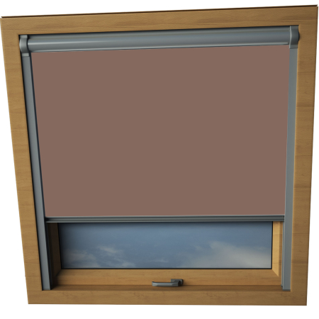 Mocha Aurora Skylight Window Blinds Silver Frame Detail