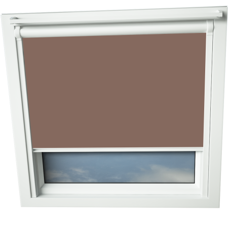 Mocha VELUX Skylight Window Blinds White Frame Detail