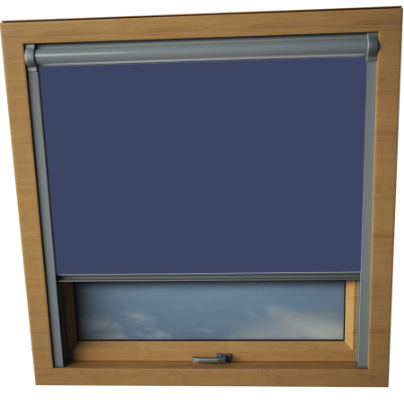 Navy Aurora Skylight Window Blinds Silver Frame Detail