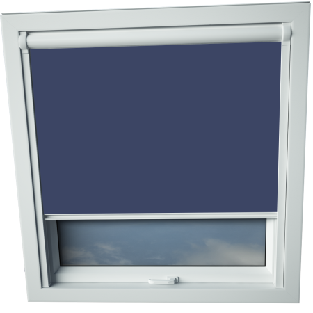 Navy Aurora Skylight Window Blinds White Frame Detail