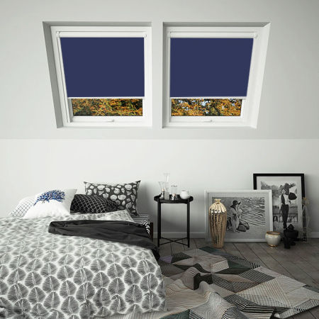 Navy Balio White Frame Skylight Window Blinds