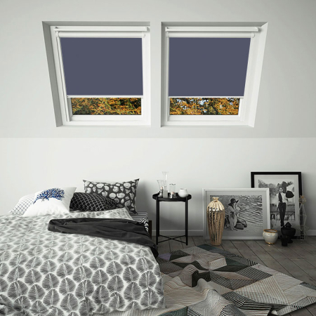 Ocean Navy Keylite White Frame Skylight Window Blinds