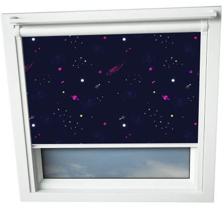 Outer Space VELUX Skylight Window Blinds White Frame Detail