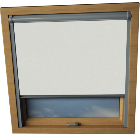 Pale Grey Aurora Skylight Window Blinds Silver Frame Detail