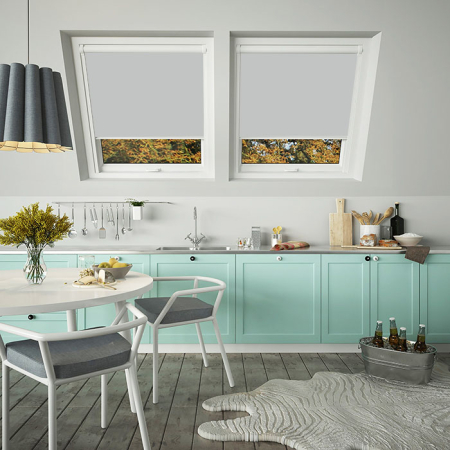 Pale Grey Rooflite White Frame Skylight Window Blinds